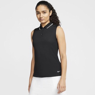 Polo Nike Dri-FIT Victory Fara Maneci Golf Dama Negrii Albi | ZLXT-20387